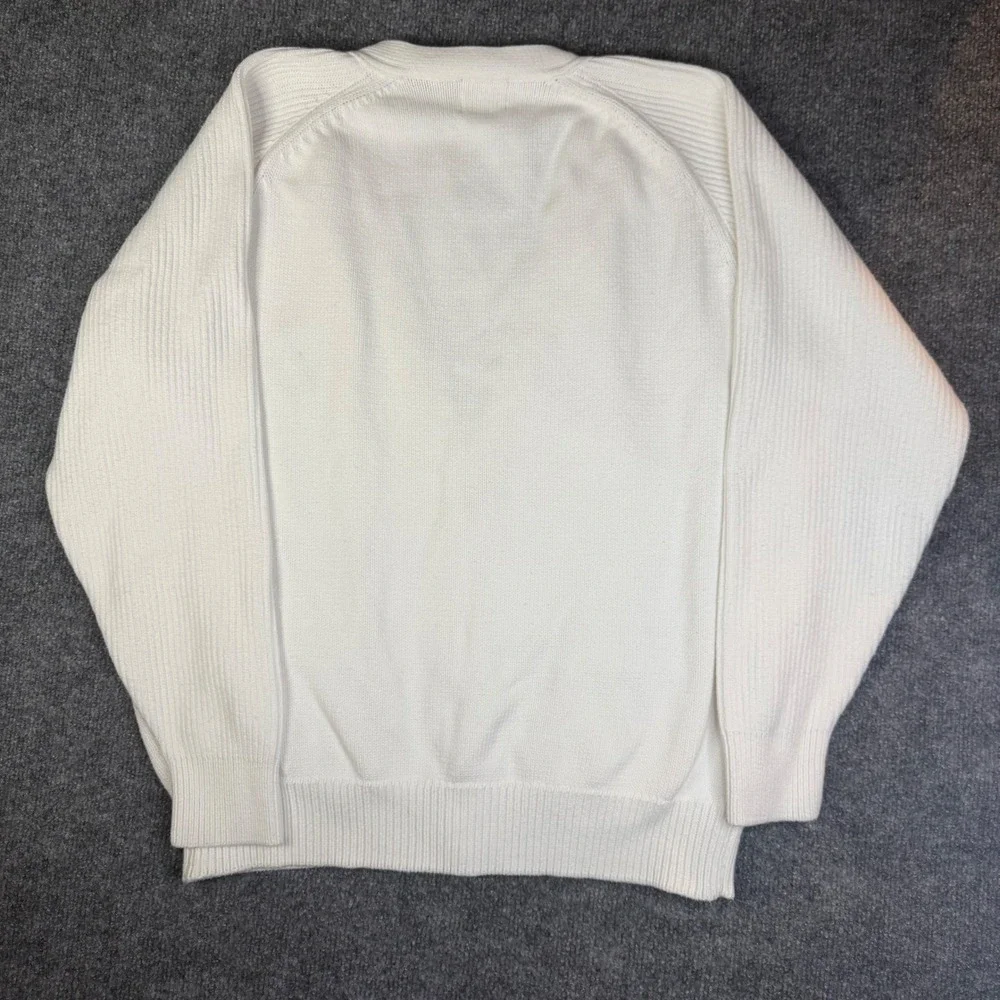 Vintage Gap Yachting Club White Cotton Cardigan Sweater Mens Medium Ribbed Patch
